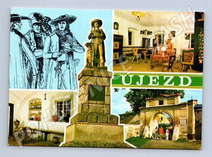 Pohlednice Ujezd socha, interiéry a brána 1954 (M32092)