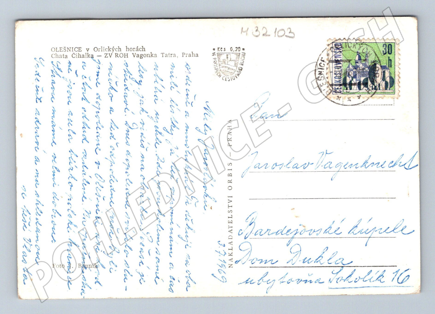 Pohlednice Olešnice v Orlických horách Chata Cihalka 1969 (M32103)