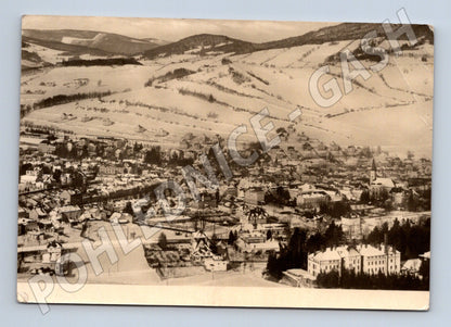 Pohlednice Jeseník panorama města zasněžená krajina 1953 (M32107)