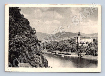 Pohlednice Děčín zámek Labe 1947 (M32108)