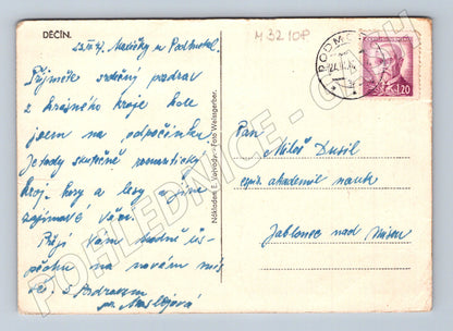 Pohlednice Děčín zámek Labe 1947 (M32108)
