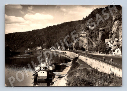 Pohlednice Hřensko Labský břeh České Švýcarsko 1950s (M32110)