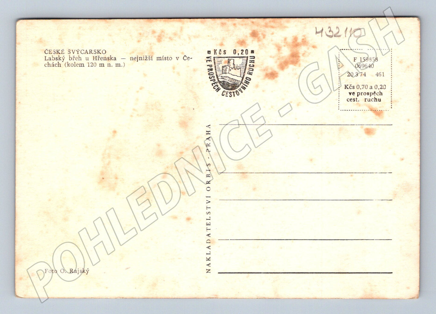 Pohlednice Hřensko Labský břeh České Švýcarsko 1950s (M32110)