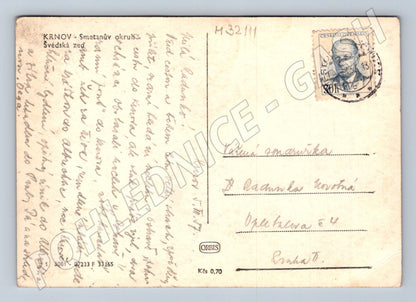 Pohlednice Krnov Smetanův okruh Švédská zeď 1947 (M32111)