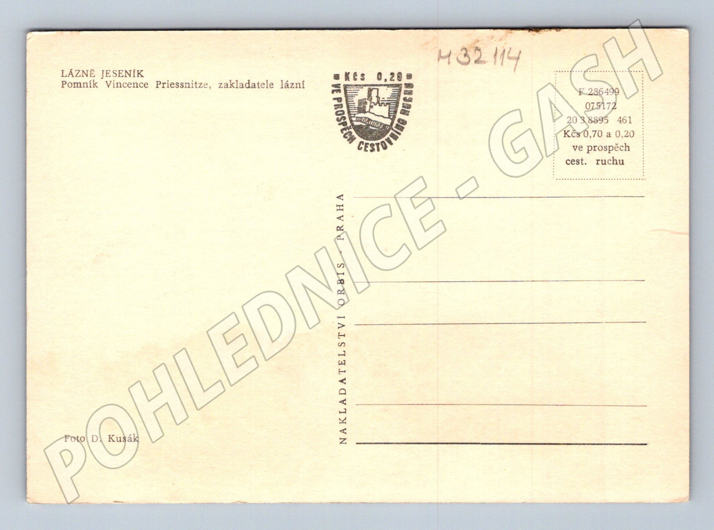Pohlednice Jeseník pomník Vincence Priessnitze (M32114)