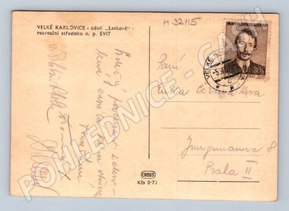 Pohlednice Velké Karlovice údolí Leskové 1937 (M32115)