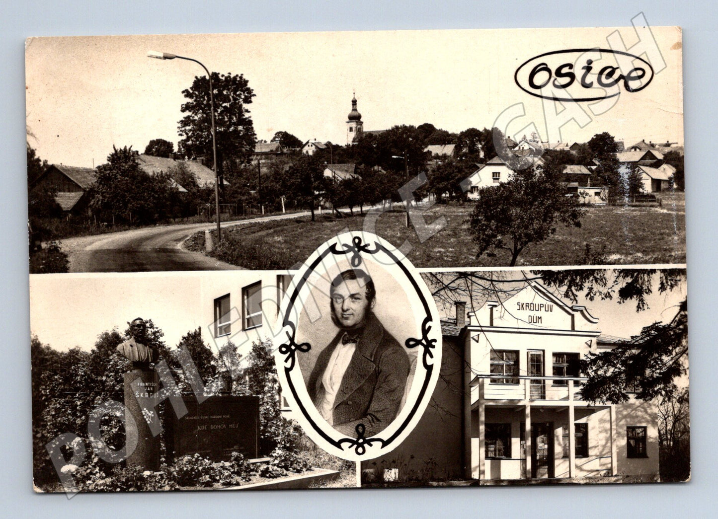 Osice pohled na obec, Škroupův dům, Fr. Škroup 1947 (M32119)