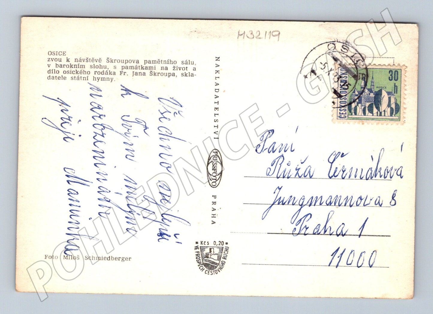 Osice pohled na obec, Škroupův dům, Fr. Škroup 1947 (M32119)