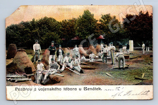 Pohlednice vojenský tábor u Benátek historická (M3212)