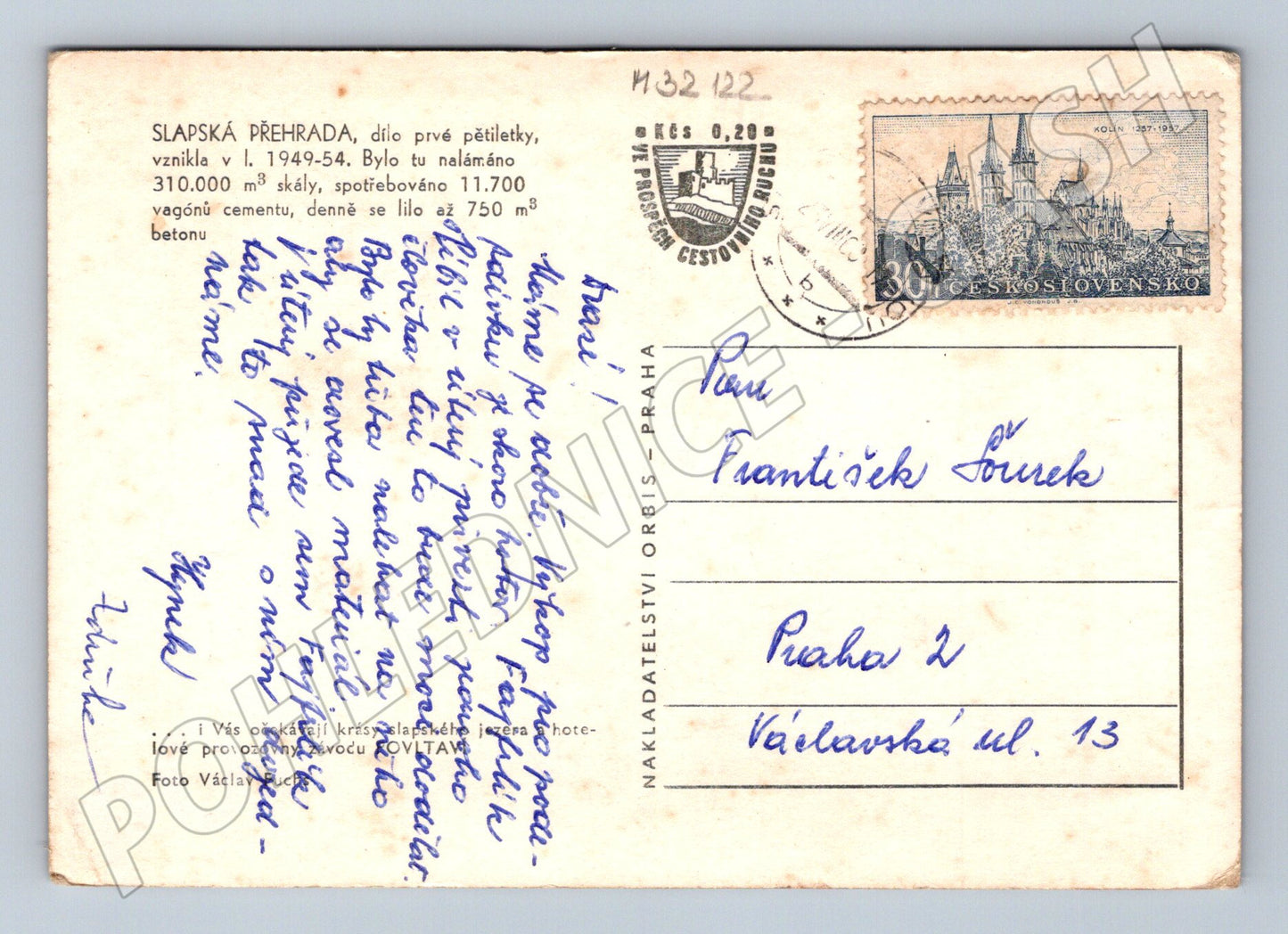 Pohlednice Slapská přehrada vodní dílo 1955 (M32122)