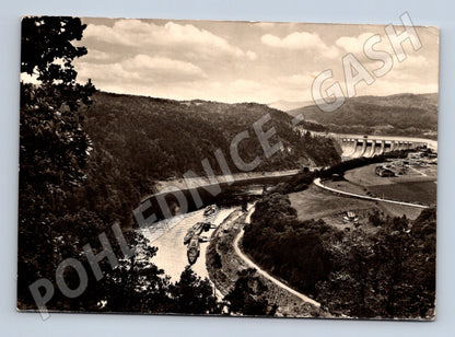 Pohlednice Slapské jezero přehrada Třebenice parníky 1955 (M32124)