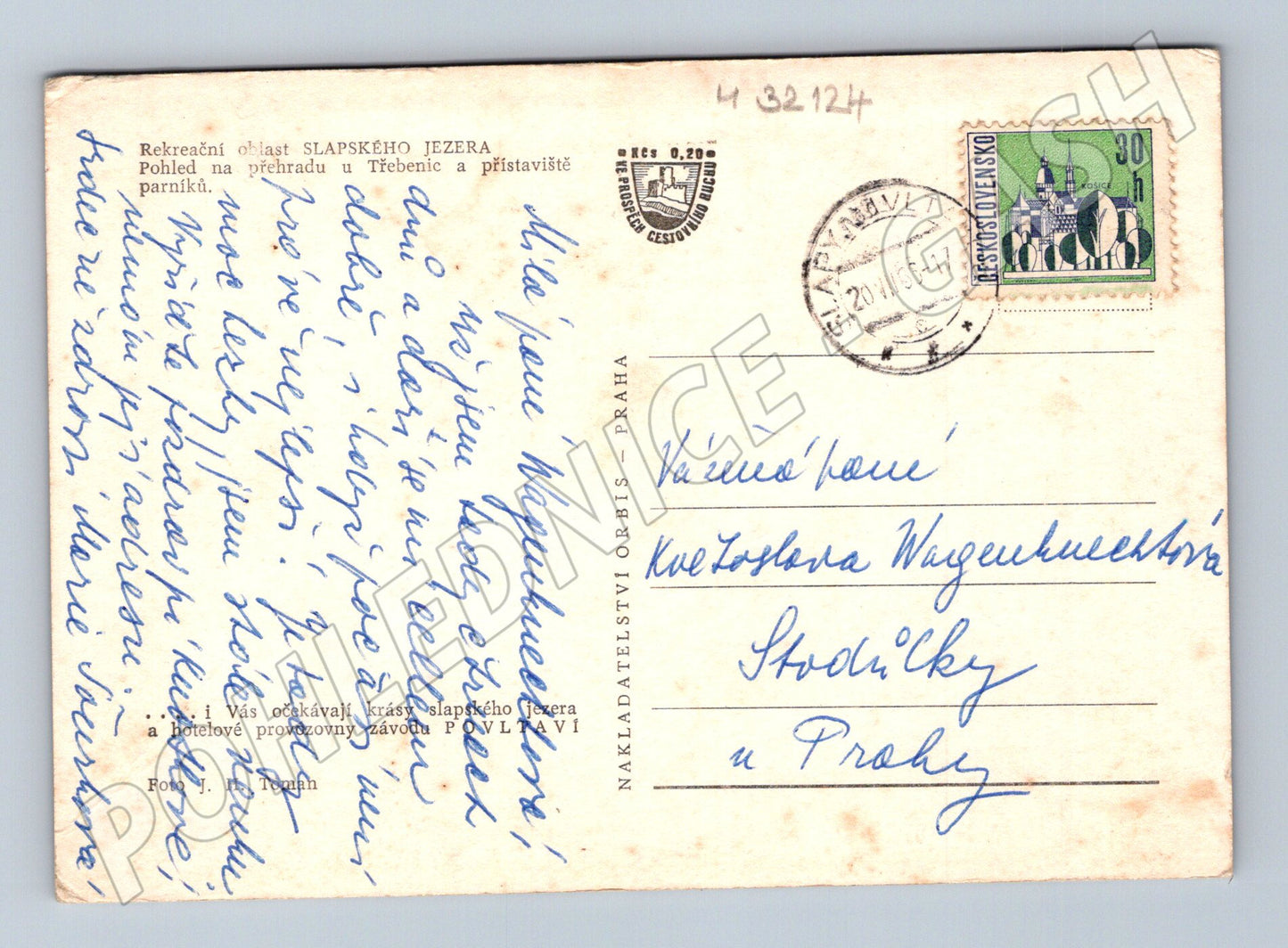 Pohlednice Slapské jezero přehrada Třebenice parníky 1955 (M32124)