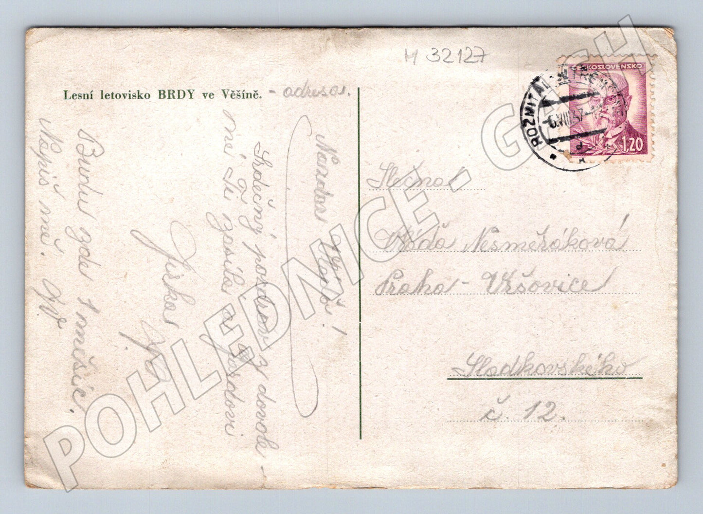 Pohlednice Věšín Brdy Lesní letovisko 1937 (M32127)