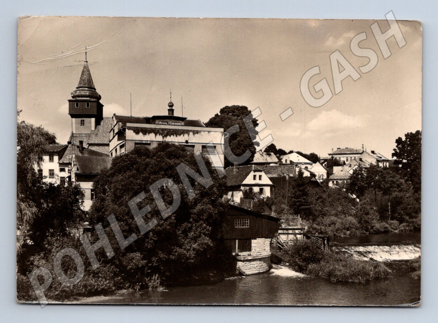 Pohlednice Světlá nad Sázavou město s kostelem 1959 (M32136)