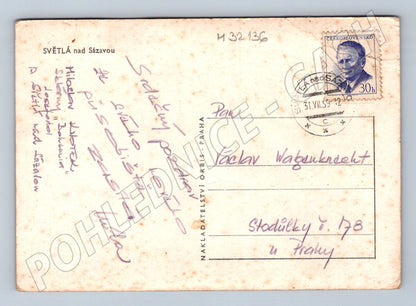 Pohlednice Světlá nad Sázavou město s kostelem 1959 (M32136)