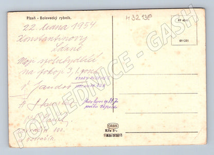 Pohlednice Plzeň Bolevecký rybník 1954 (M32138)