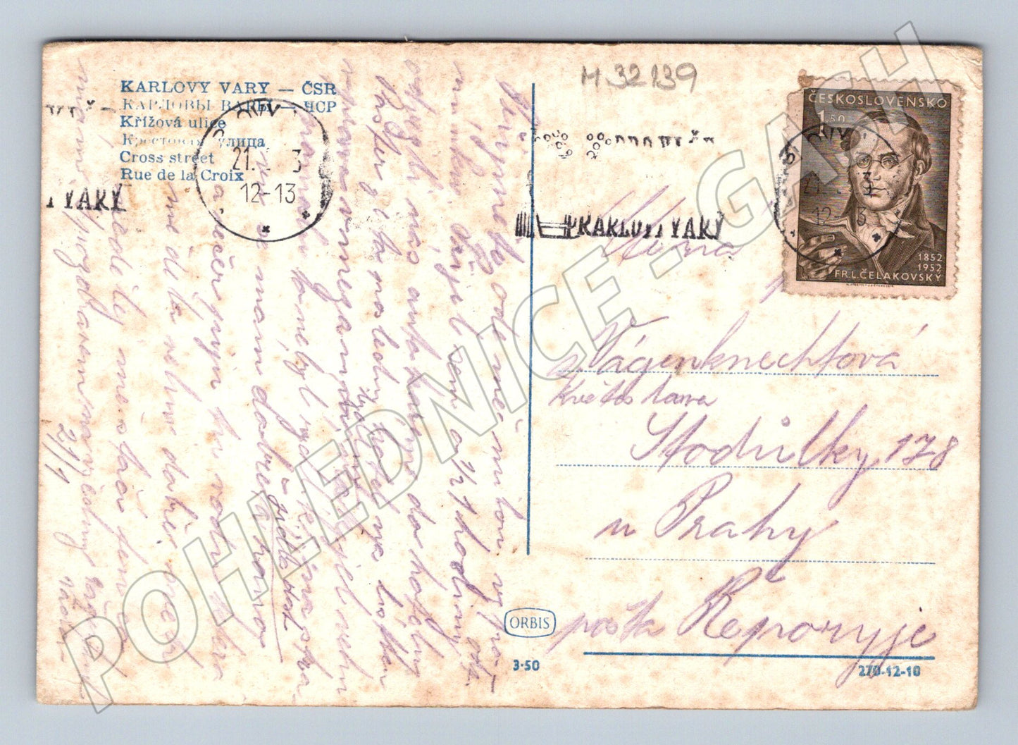 Pohlednice Karlovy Vary Křižová ulice Hotel Astoria 1939 (M32139)