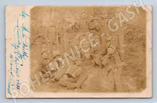 Pohlednice hudební spolek 1914 rakouská známka (M3214)
