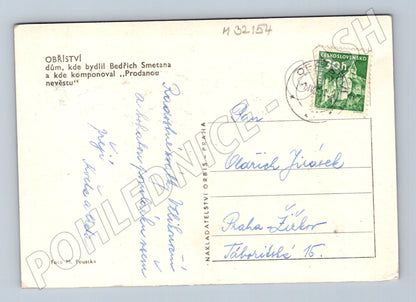 Pohlednice Obříství Smetanův dům před 1950 (M32154)