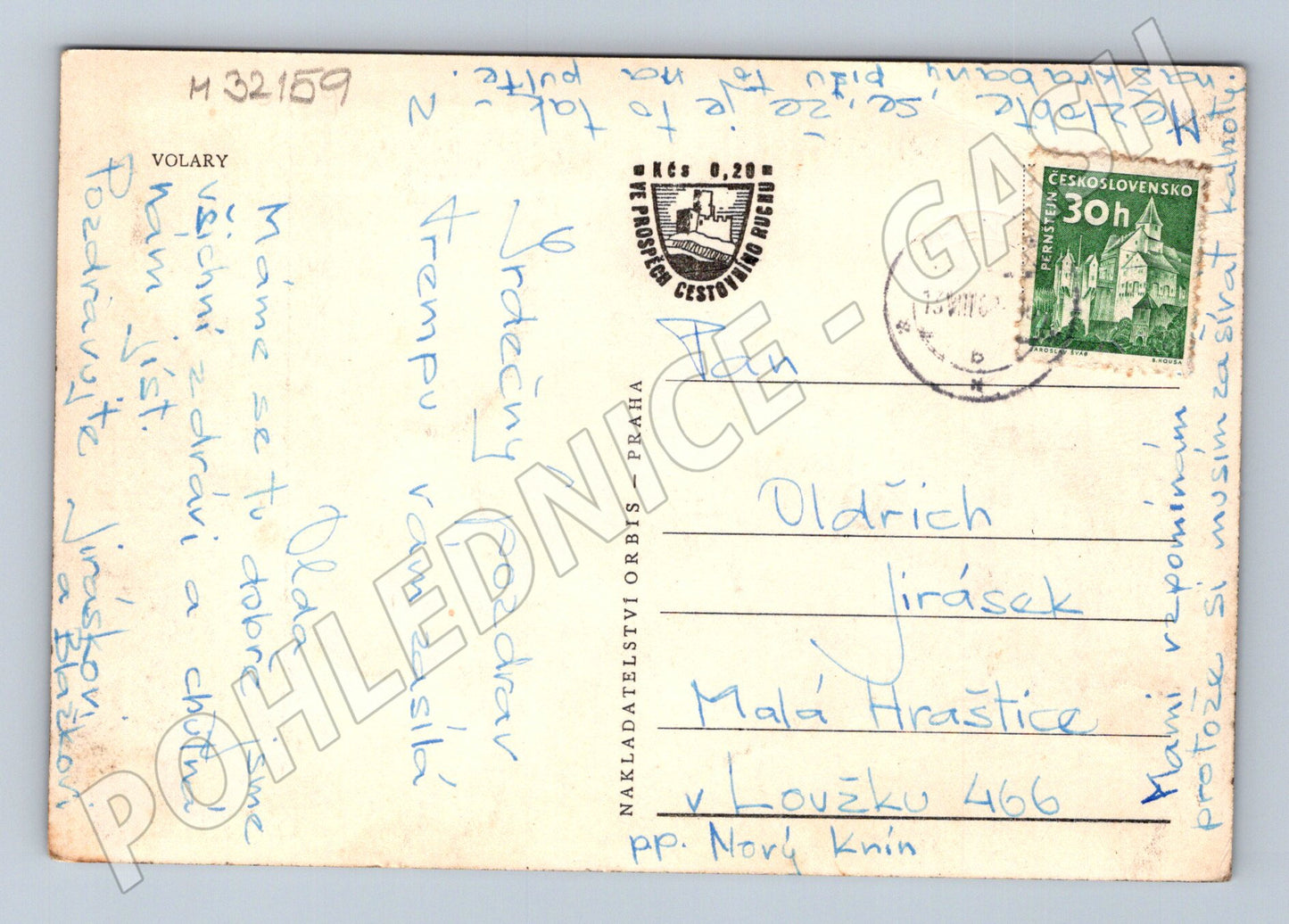 Pohlednice Volary městská zástavba 1950 (M32159)
