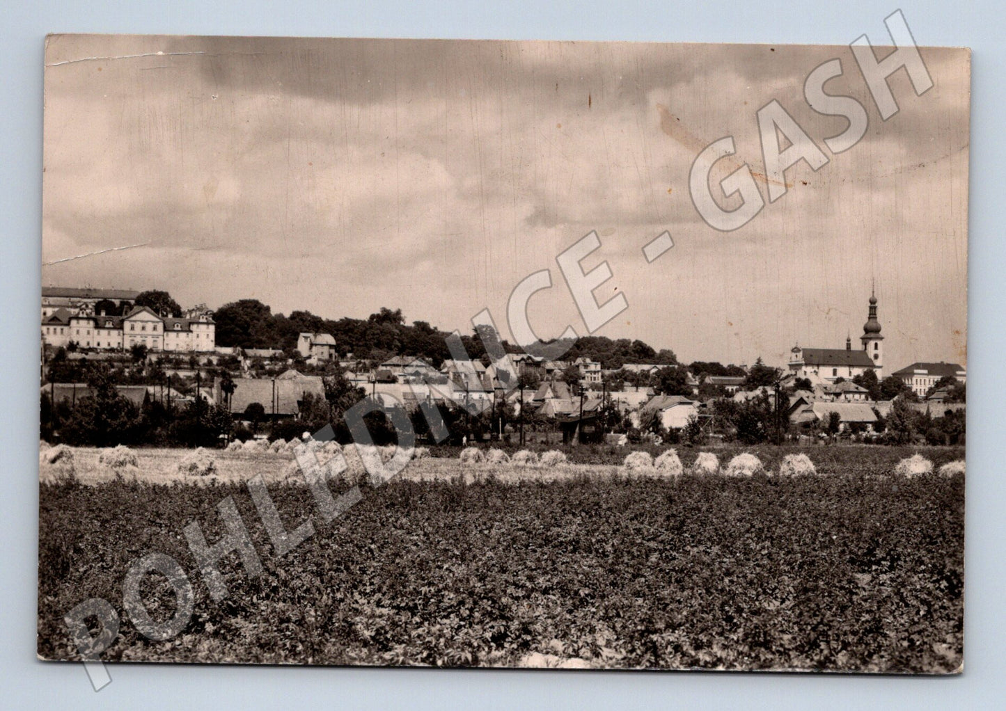 Pohlednice Lysá nad Labem panorama města pole 1937 (M32164)