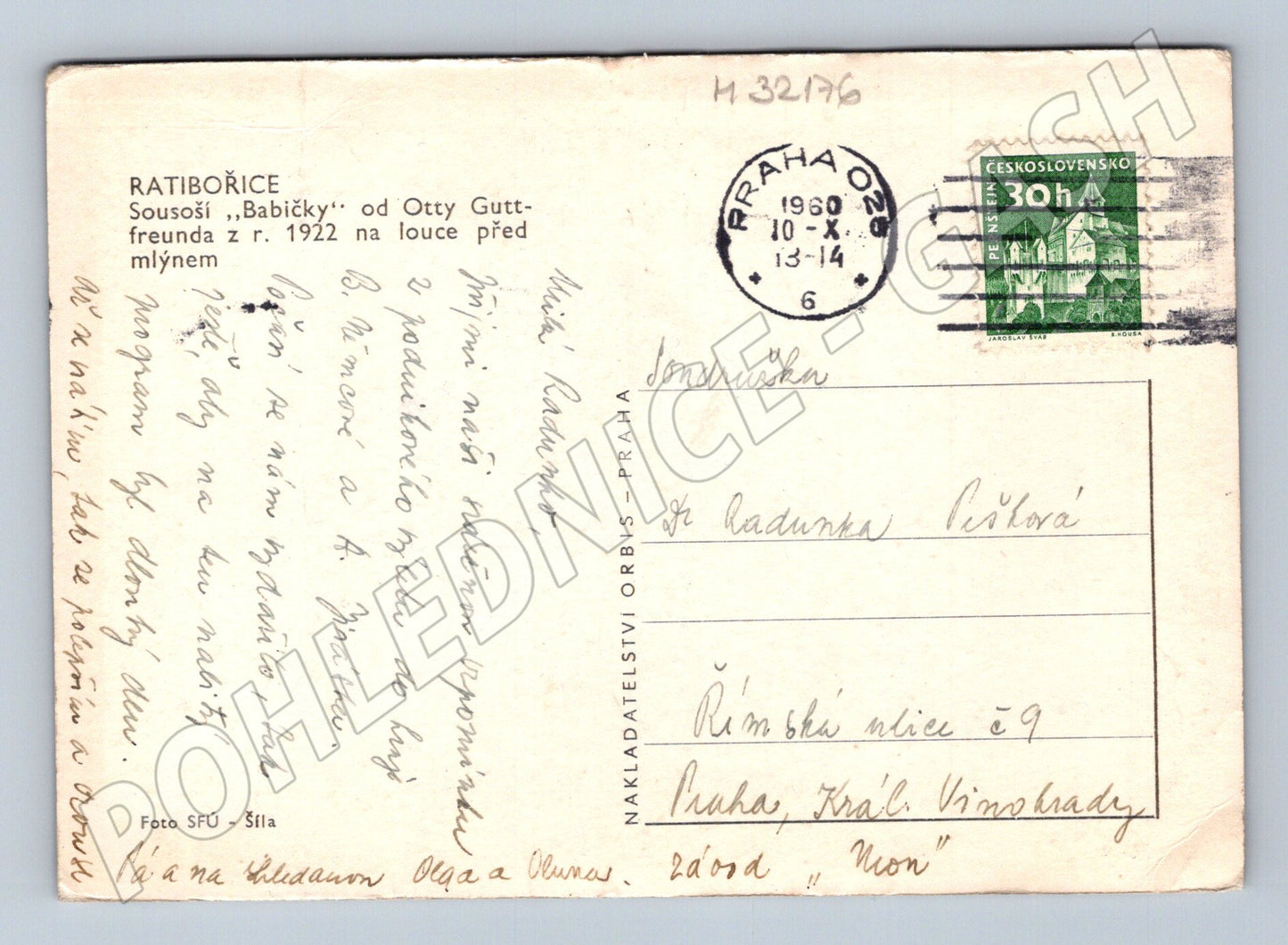 Pohlednice Ratibořice sousoší Babičky 1960 (M32176)