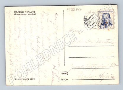 Pohlednice Hradec Králové Gottwaldovo náměstí 1956 (M32177)