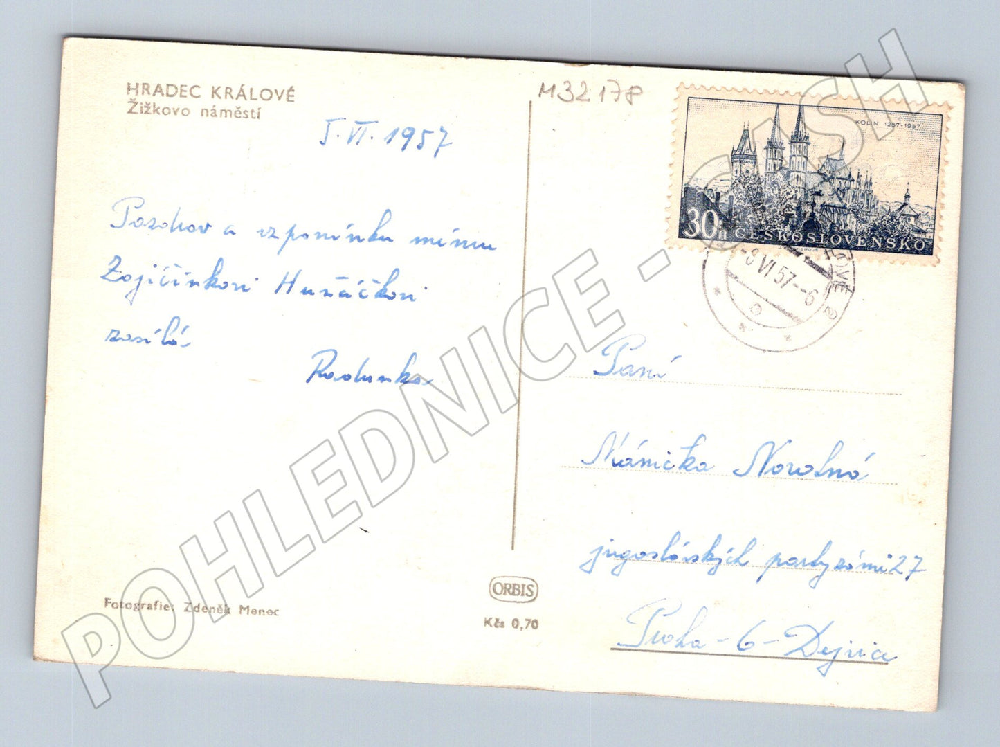 Pohlednice Hradec Králové Žižkovo náměstí 1957 (M32178)