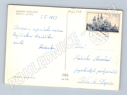 Pohlednice Hradec Králové Žižkovo náměstí 1957 (M32178)