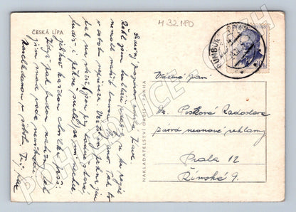 Pohlednice Česká Lípa krajina s kopcem a stromy 194x (M32180)