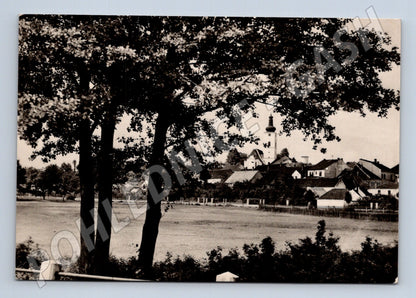 Pohlednice Veselí nad Lužnicí pohled s kostelem 1945 (M32181)