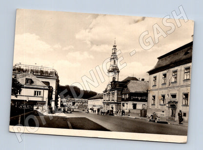 Pohlednice Nový Bor uliční scéna (M32184)