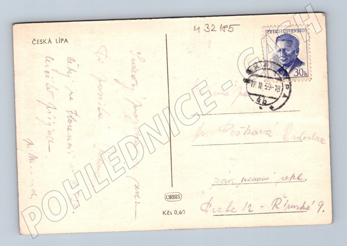 Pohlednice Česká Lípa náměstí 1959 (M32185)