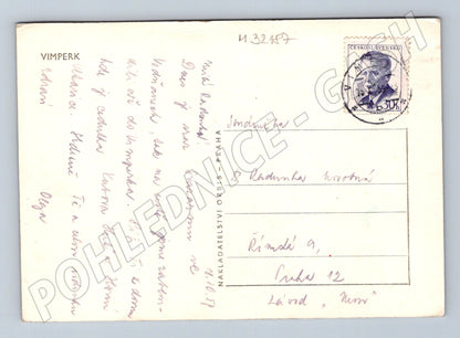 Pohlednice Vimperk pohled na město a zámek 1957 (M32187)