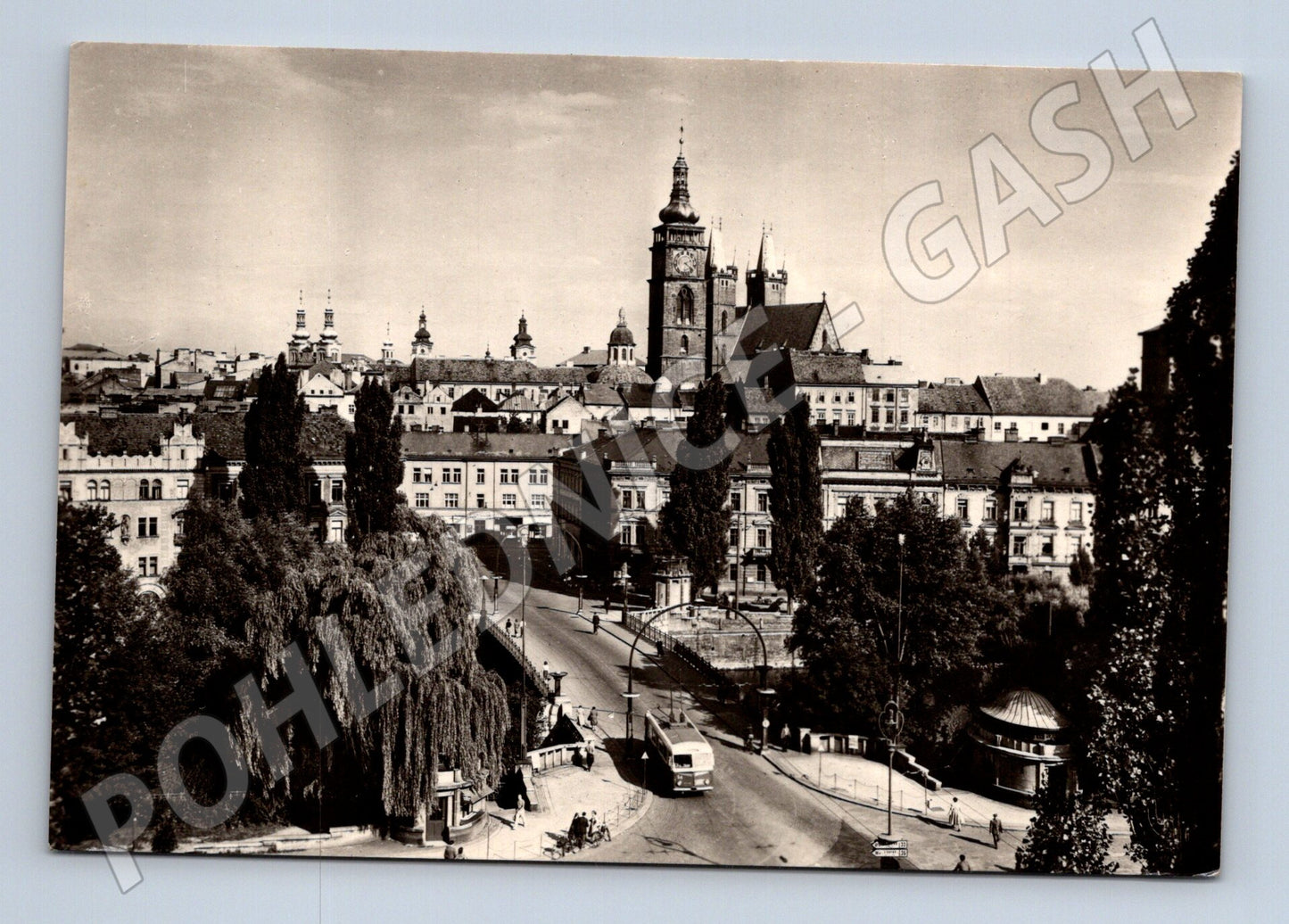 Pohlednice Hradec Králové Pražský most panorama 1951 (M32188)