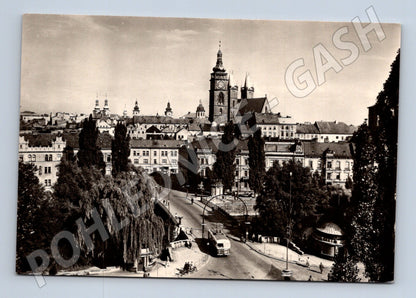 Pohlednice Hradec Králové Pražský most panorama 1951 (M32188)