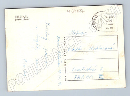 Pohlednice Janské Lázně celkový pohled kostel 1938 (M32197)