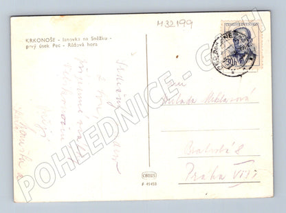 Pohlednice Krkonoše lanovka na Sněžku Růžová hora 1950s (M32199)