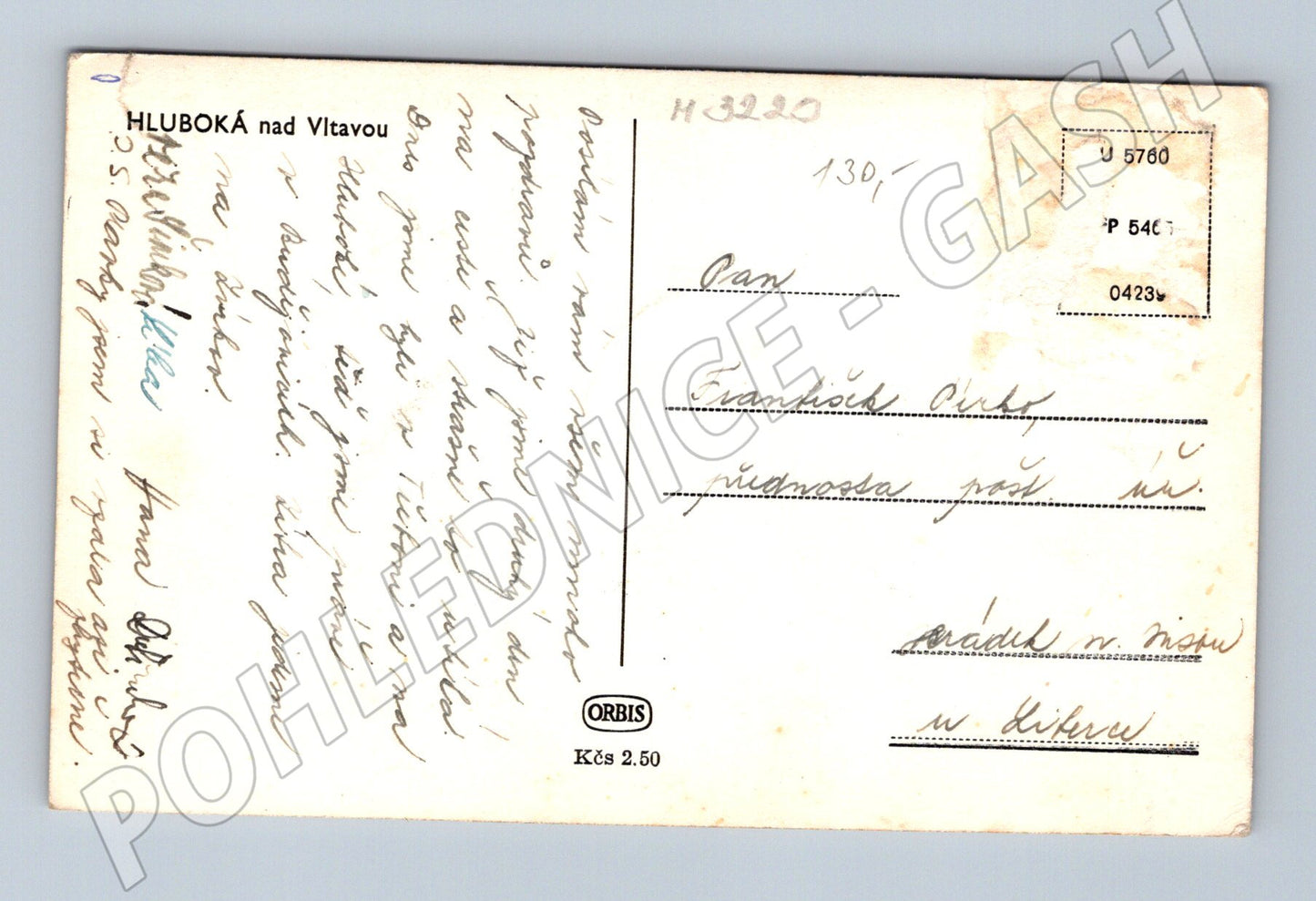 Pohlednice Hluboká nad Vltavou zámek letecký pohled (M3220)