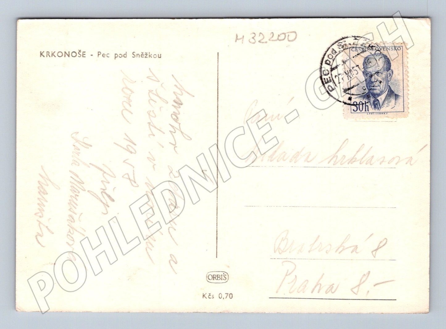 Pohlednice Pec pod Sněžkou Krkonoše 1957 (M32200)