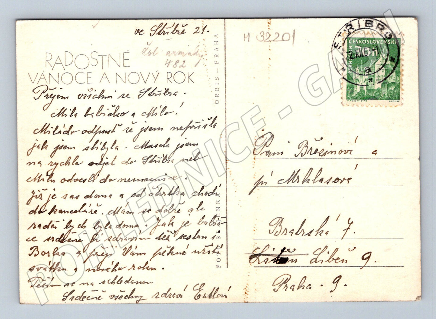 Pohlednice Zimní krajina zasněžené stromy 1949 (M32201)