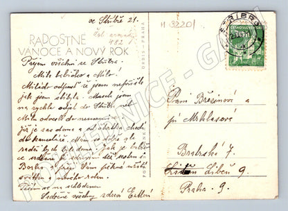 Pohlednice Zimní krajina zasněžené stromy 1949 (M32201)