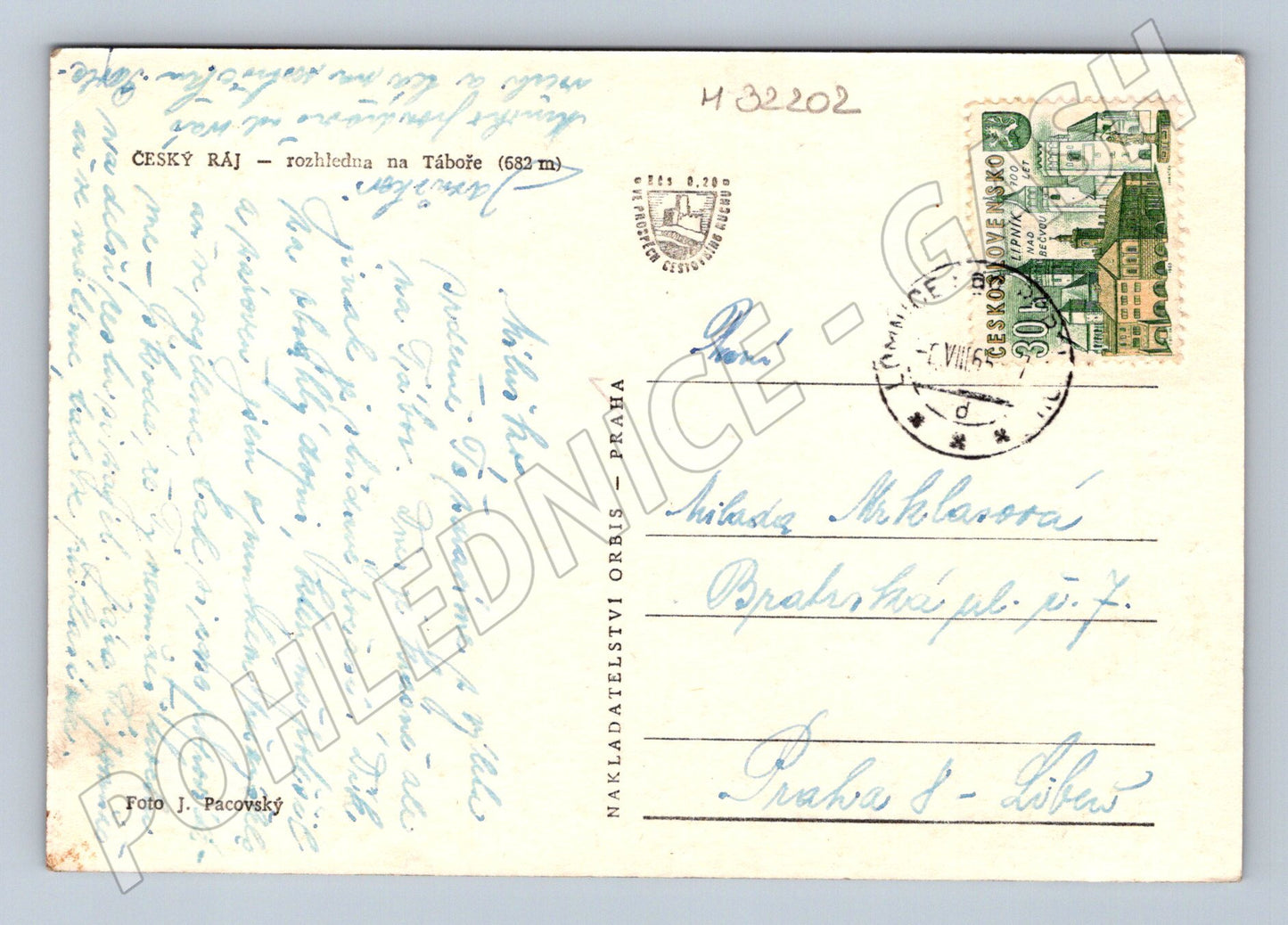 Pohlednice Český Ráj rozhledna na Táboře 1960 (M32202)
