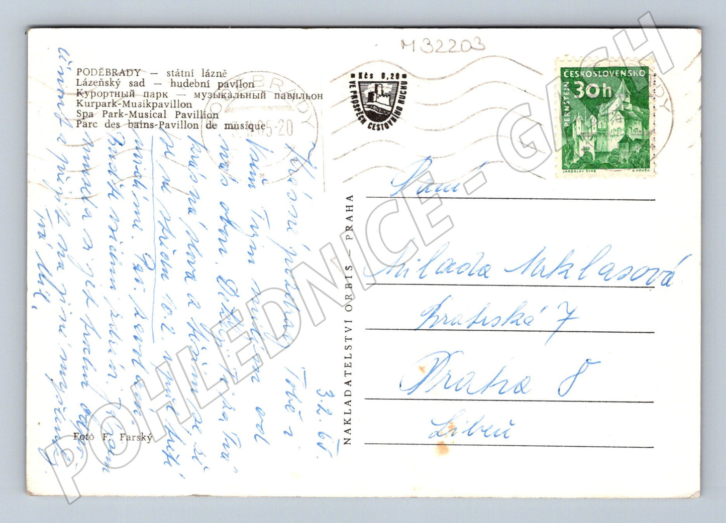 Pohlednice Poděbrady Lázeňský sad hudební pavilon 1967 (M32203)