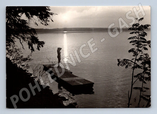 Pohlednice Skrdlovice Velké Dářko figura na molu 1974 (M32204)