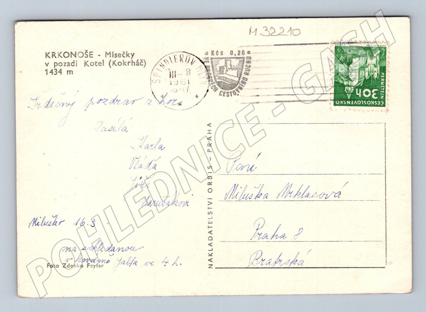Pohlednice Krkonoše Mísečky Kotel 1961 (M32210)