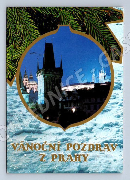 Pohlednice Vánoční pozdrav z Prahy Karlův most (M32226)