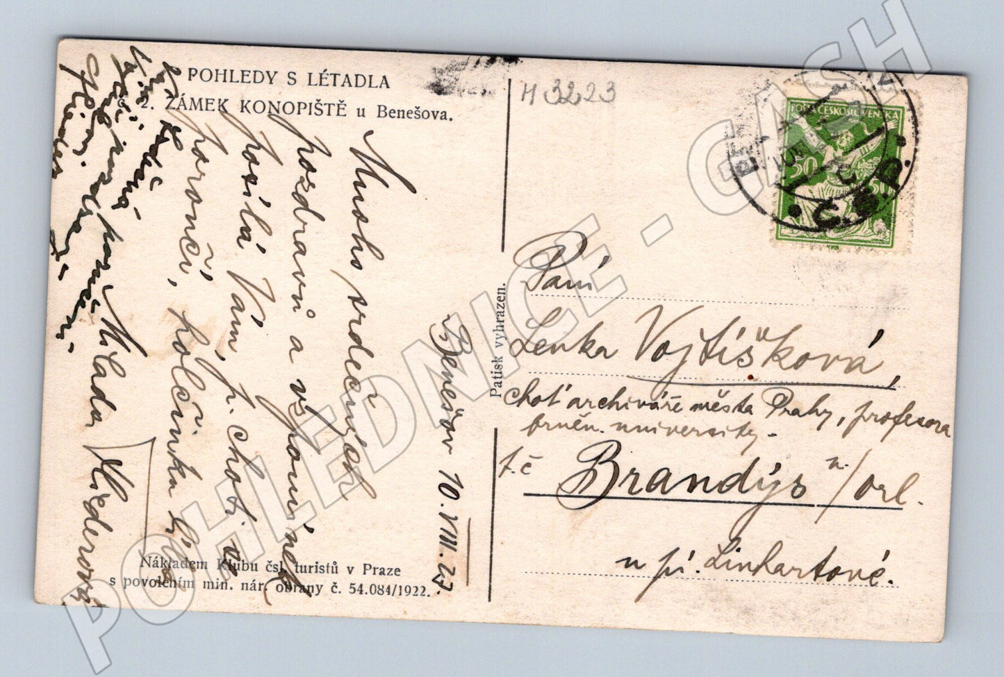 Pohlednice zámek Konopiště Benešov letecký pohled (M3223)