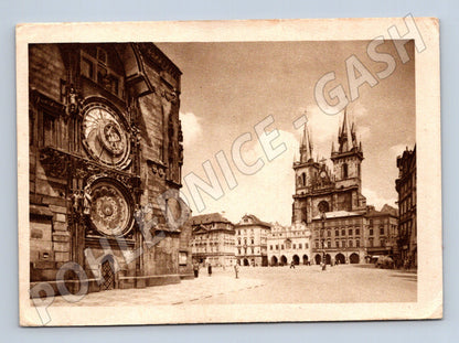 Pohlednice Praha Staroměstské náměstí Orloj Týnský chrám 1945 (M32231)
