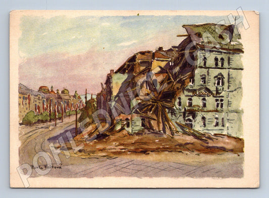 Pohlednice Praha Václavské náměstí po Květnové revoluci 1945 (M32237)